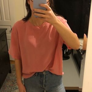 Vintage salmon pink 100% silk shirt